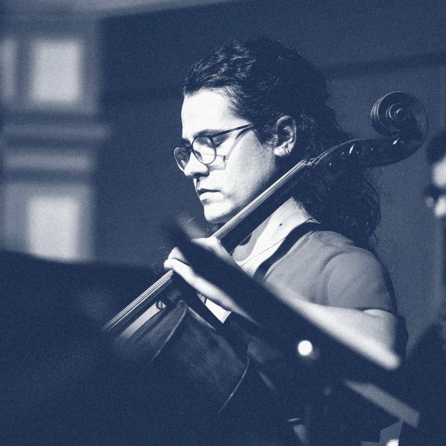 Raquel Velho playing cello with Organ Colossal at the Troy Savings Bank Music Hall.